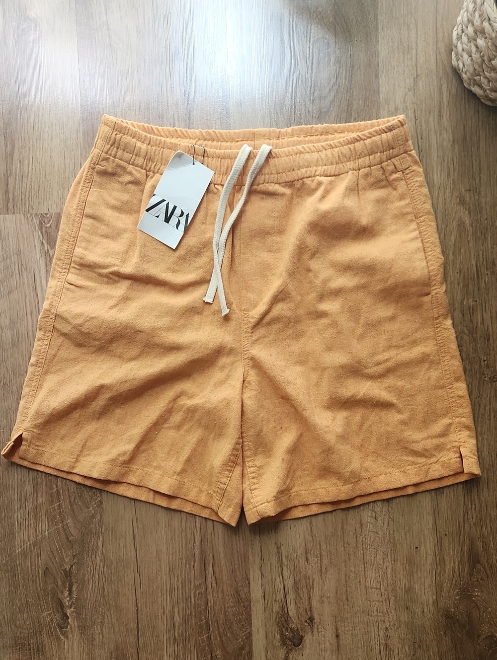 NWT ZARA Mens  Orange Drawstring Shorts Size L